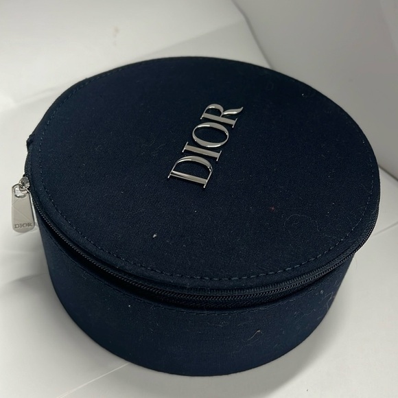 Dior Christian Dior Large Round Dark Navy Zip Around Makeup Train Case - New - Picture 1 of 5